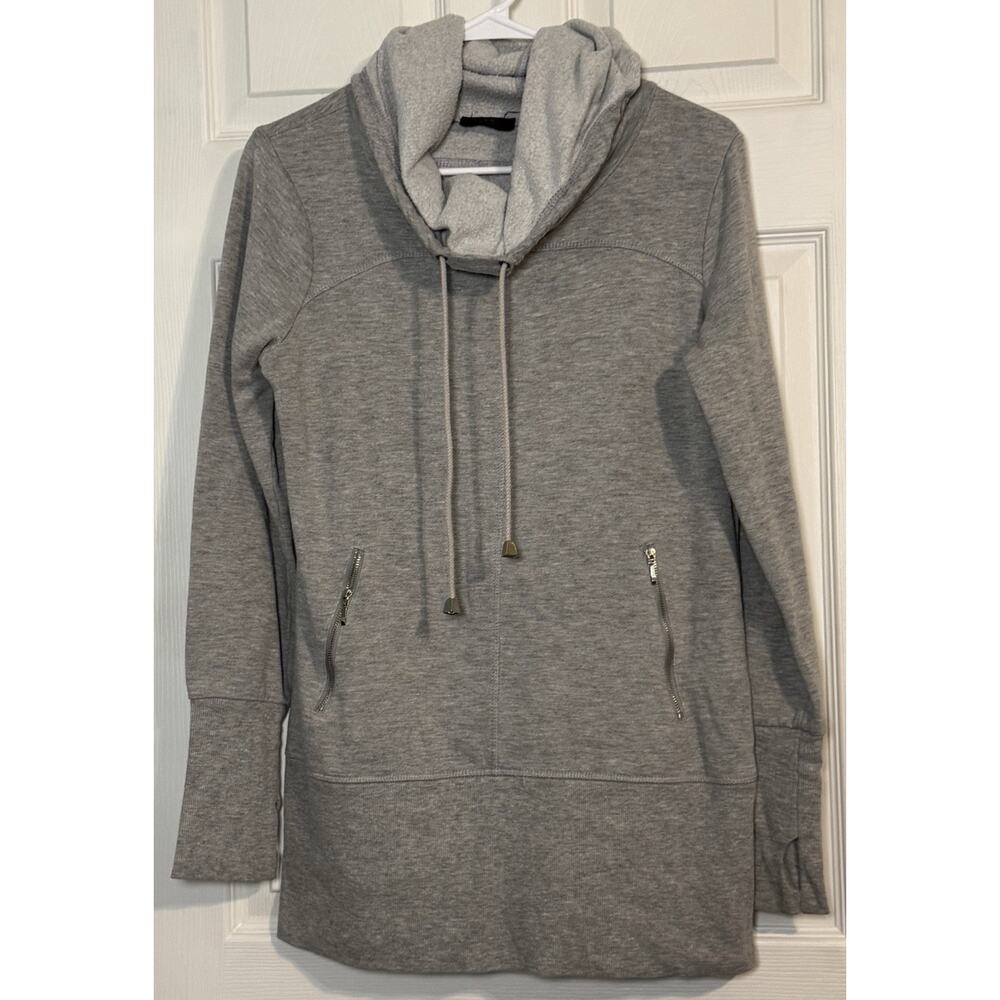 Lyn Gray Pullover Sweatshirt, Front Zip Pockets, Cotton/Polyester, Medium